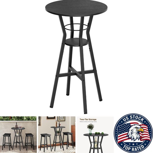 Vintage black round pub table - pub,